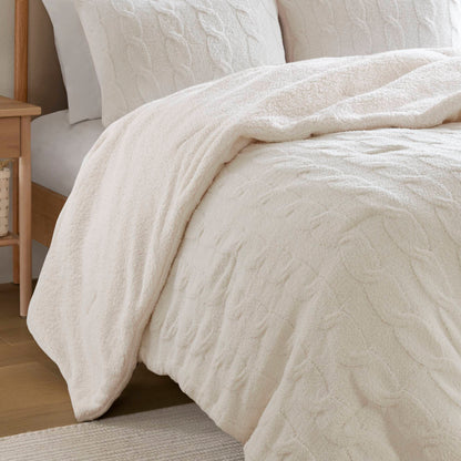 Riordan Waffle Knit Chenille Comforter Set - Ivory