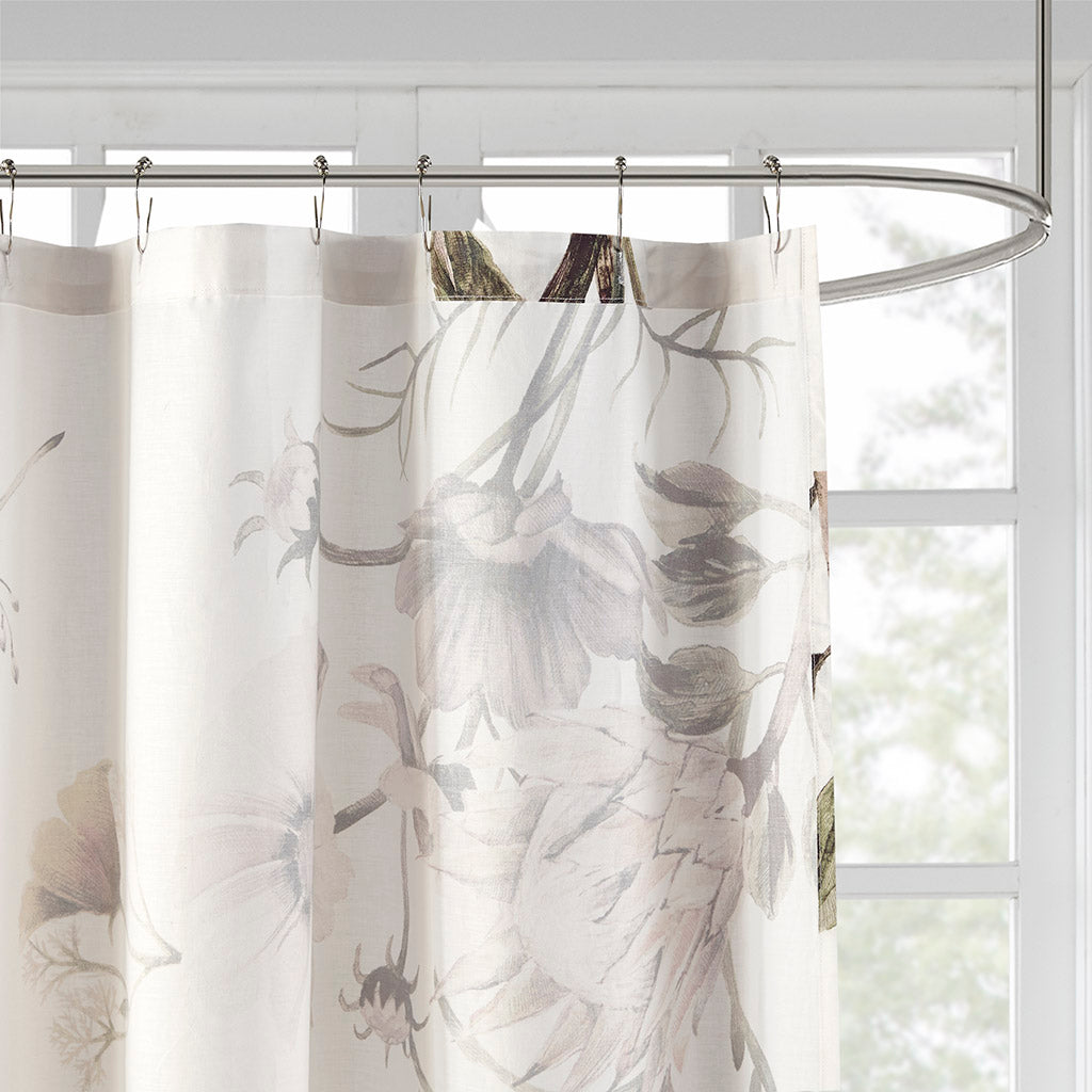 Cassandra Printed Cotton Shower Curtain - Blush
