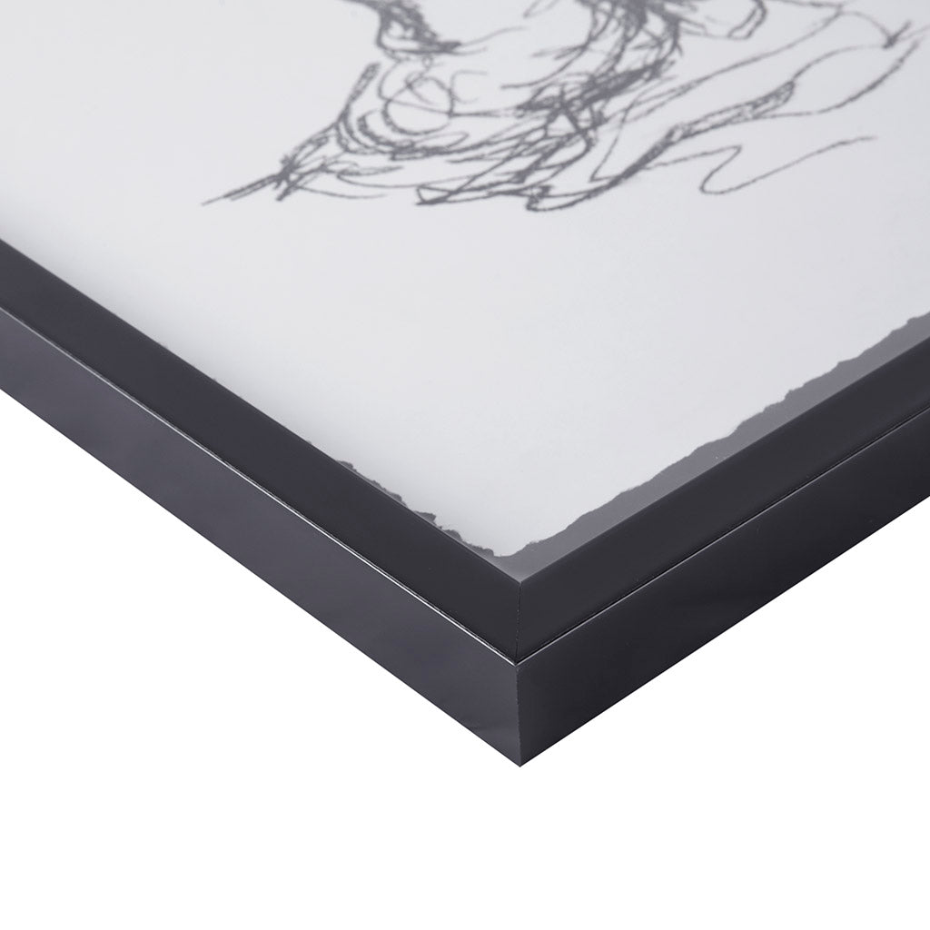 Feminine Figures Sketch 2-piece Framed Glass and Matted Wall Art Set - Black/White