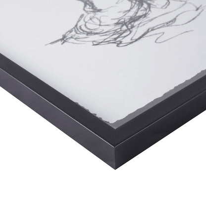 Feminine Figures Sketch 2-piece Framed Glass and Matted Wall Art Set - Black/White