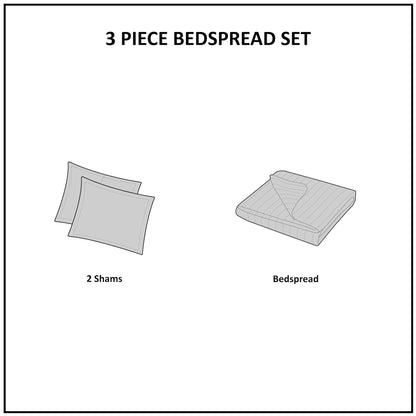 Oakley 3 Piece Reversible Bedspread Set - Seafoam