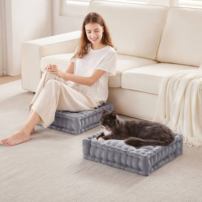 Azza Poly Chenille Square Floor Pillow Cushion Compress Pack - Grey