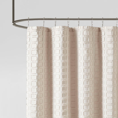 Metro Woven Clipped Solid Shower Curtain - Sand