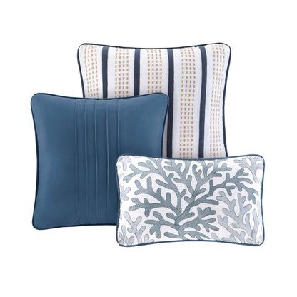 Bayside Brushed Microfiber Quilt Set with Throw Pillows - Blue