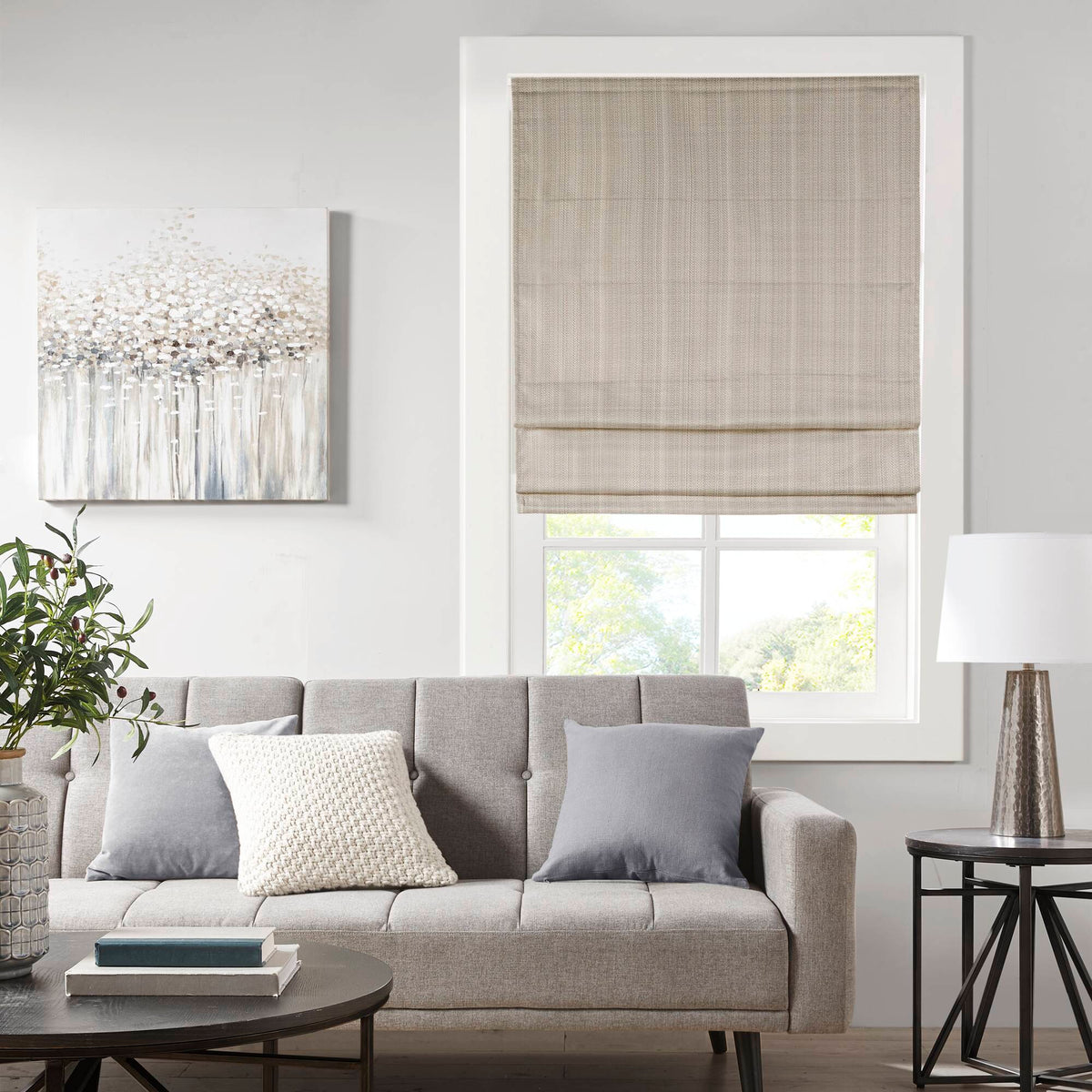 Galen Basketweave Cordless Roman Shade Collection - Taupe