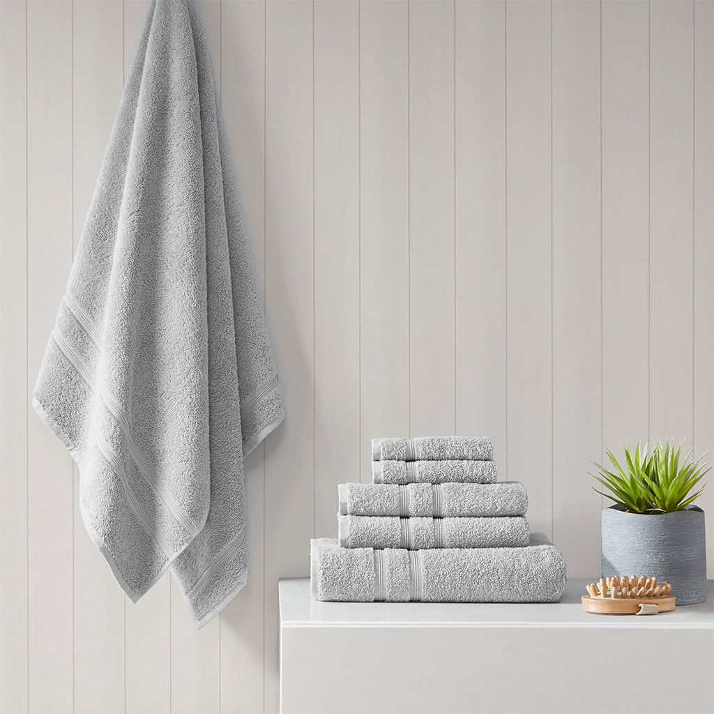 Aegean 100% Turkish Cotton 6 Piece Towel Set - Grey