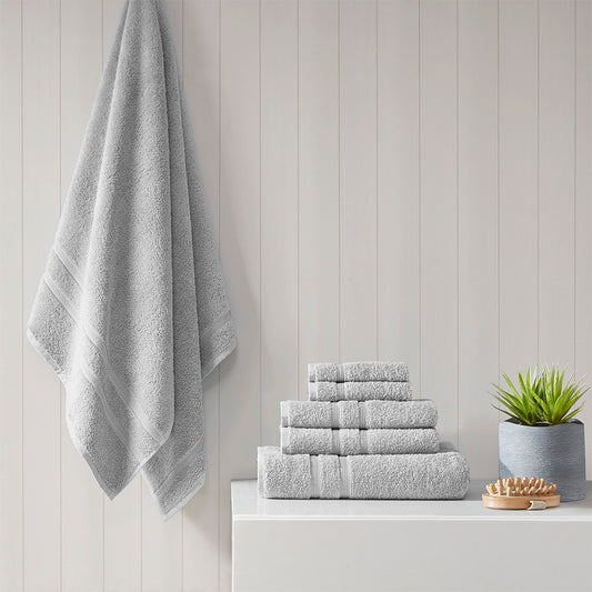 Aegean 100% Turkish Cotton 6 Piece Towel Set - Grey