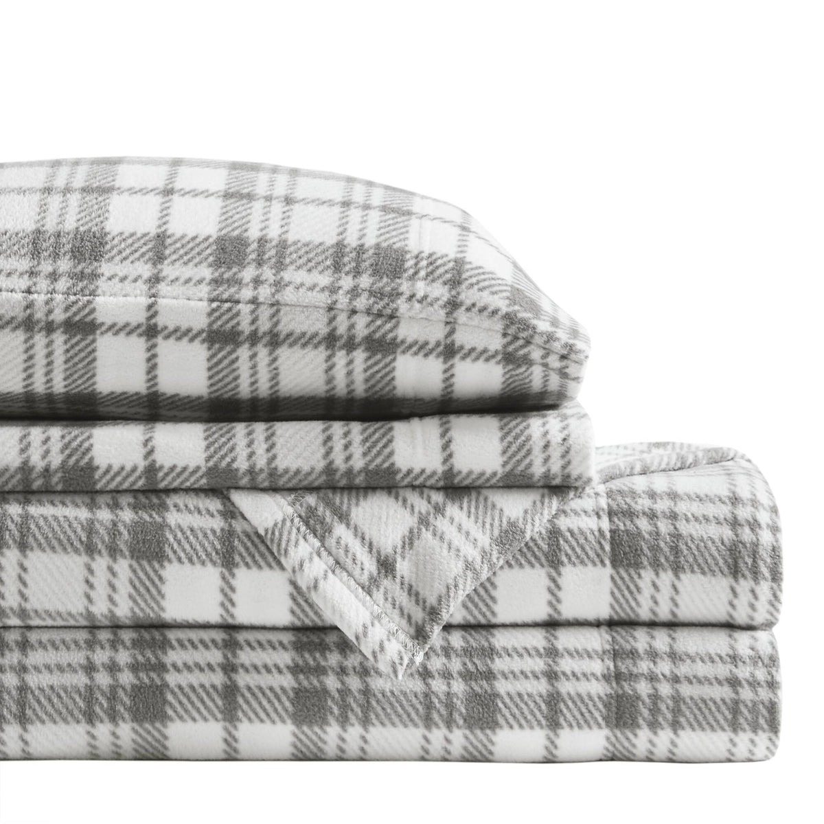 Micro Fleece Sheet Set - Grey Plaid