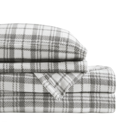 Micro Fleece Sheet Set - Grey Plaid