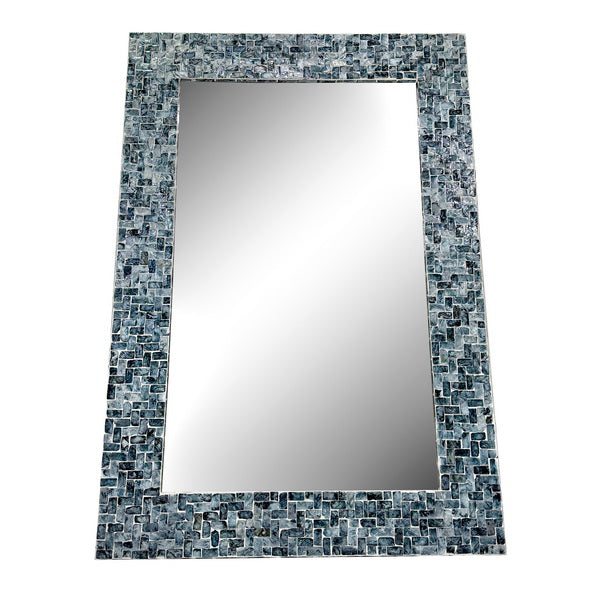 24X35 Rectangle Capiz Shell Mosaic Wall Mirror /   Celestine - Blue/Natural