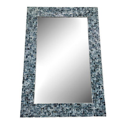 24X35 Rectangle Capiz Shell Mosaic Wall Mirror /   Celestine - Blue/Natural