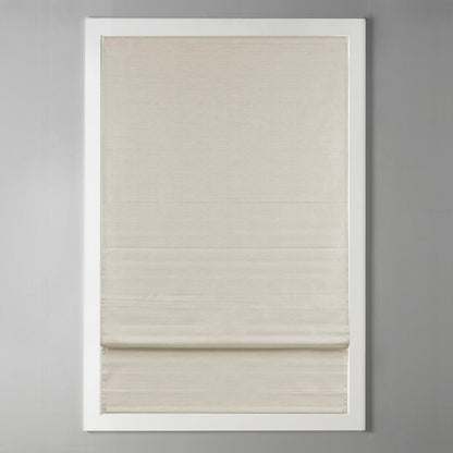 Como Printed Faux Silk Room Darkening Cordless Roman Shade - Ivory