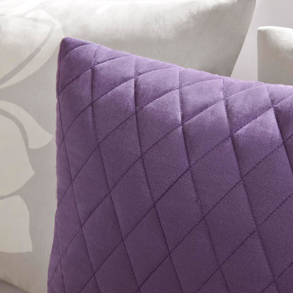 Lola 6 Piece Printed Duvet Cover Set - Taupe Grey/Purple