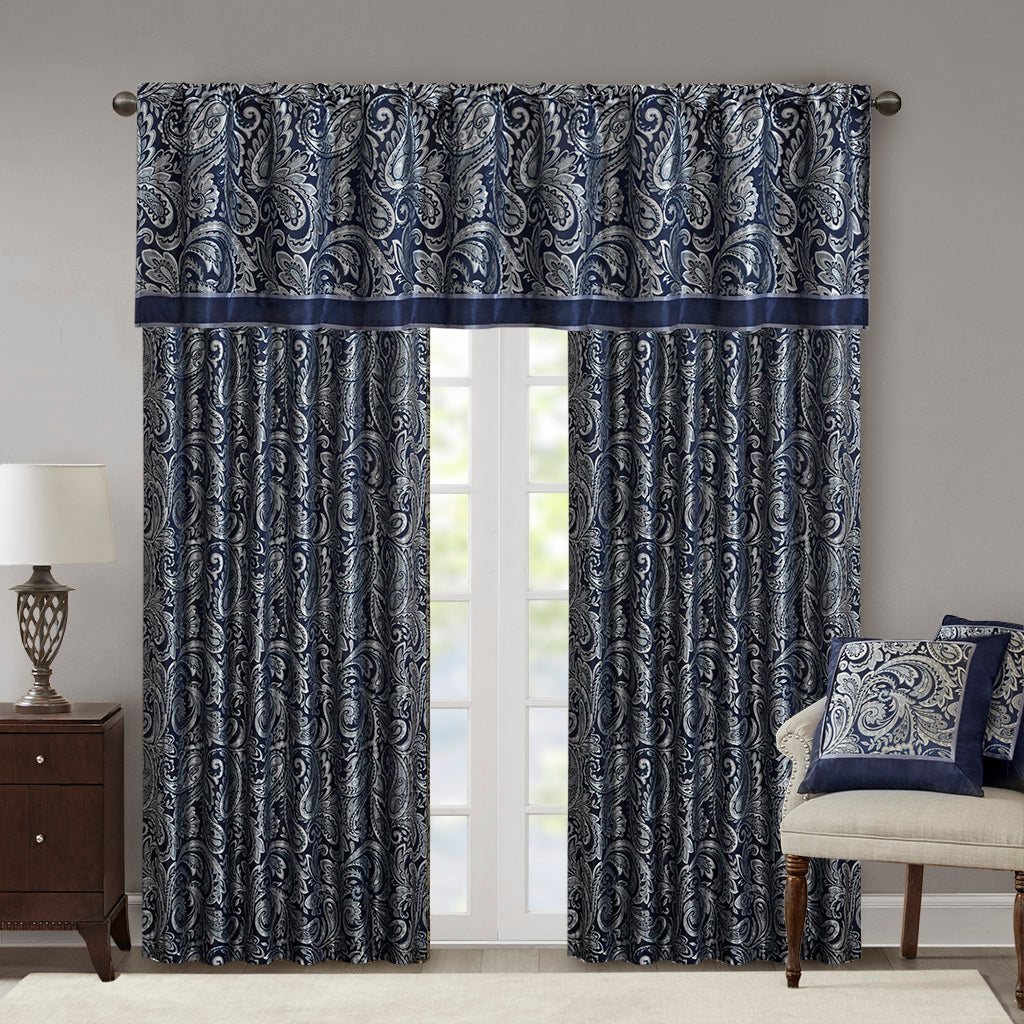 Aubrey Jacquard Window Valance - Navy
