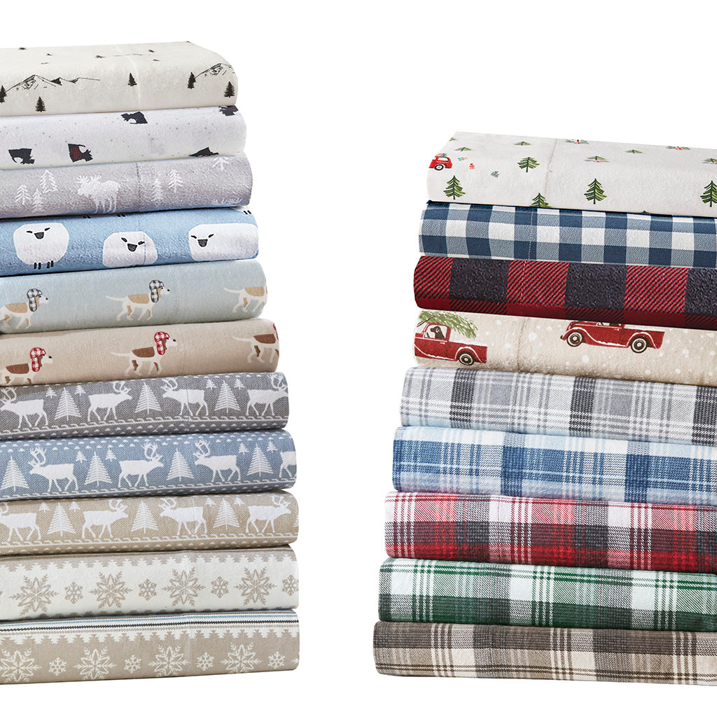 Cotton Flannel Sheet Set - Brown Plaid