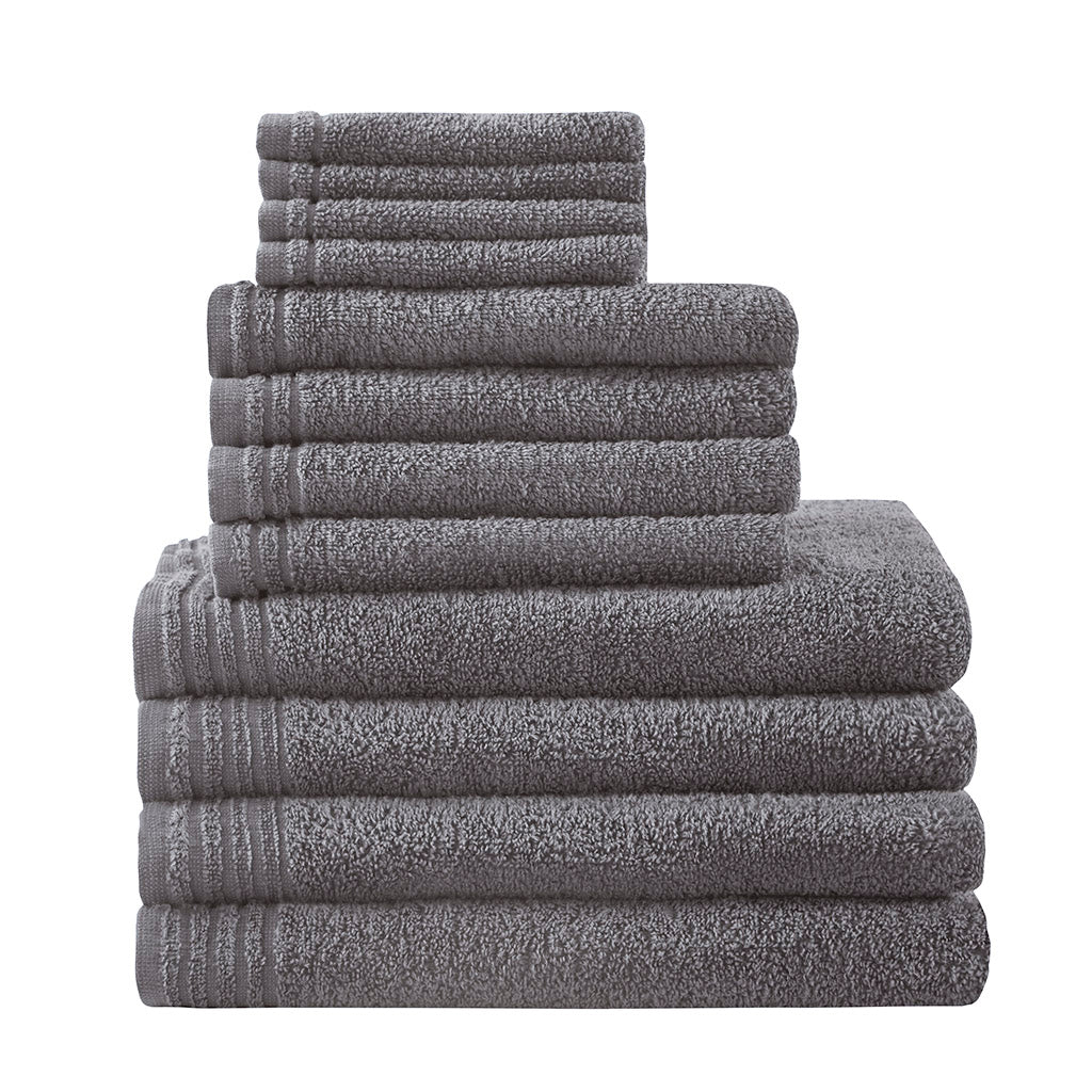 Big Bundle 100% Cotton Quick Dry 12 Piece Bath Towel Set - Grey