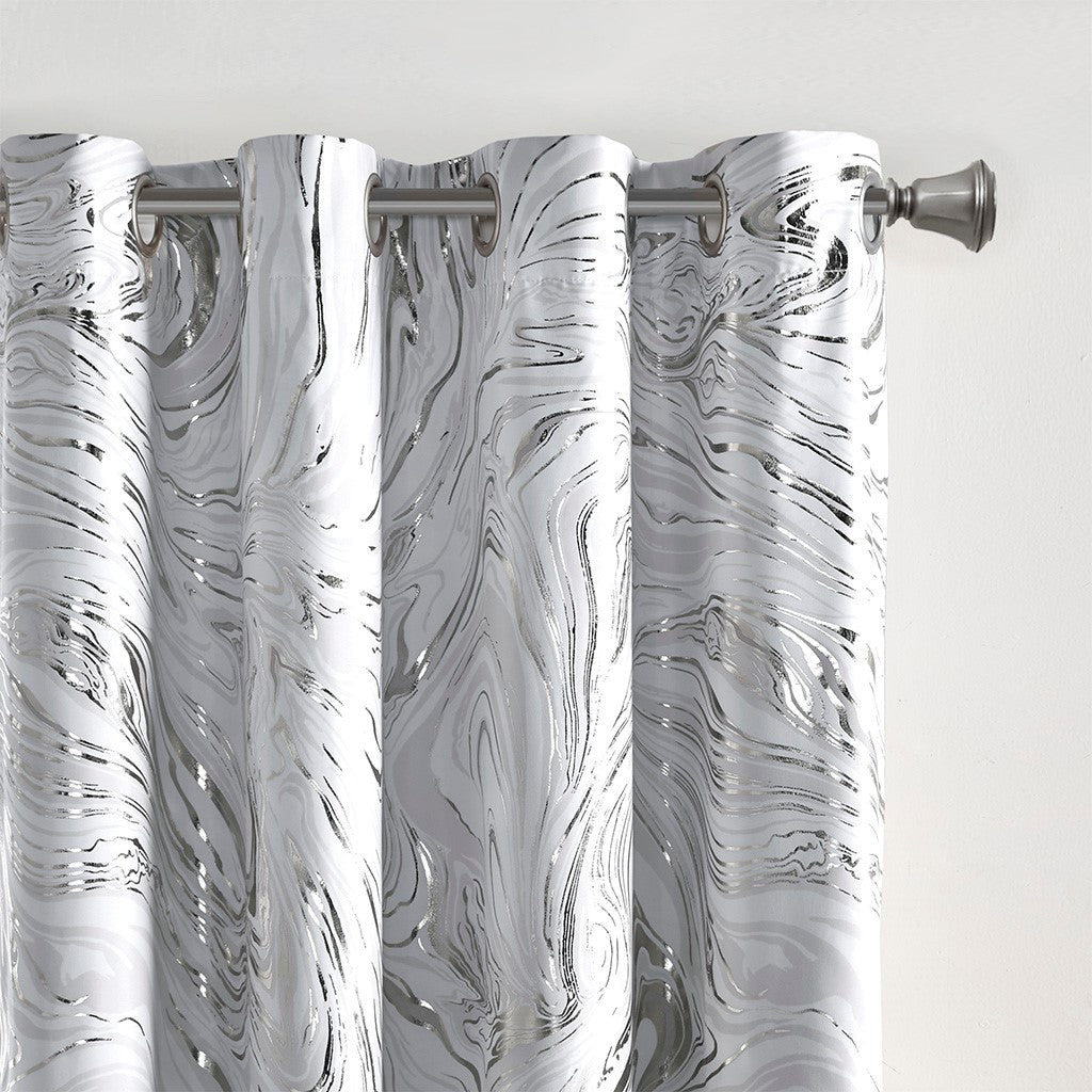 Rebecca Grommet Top Metallic Printed Total Blackout Curtain