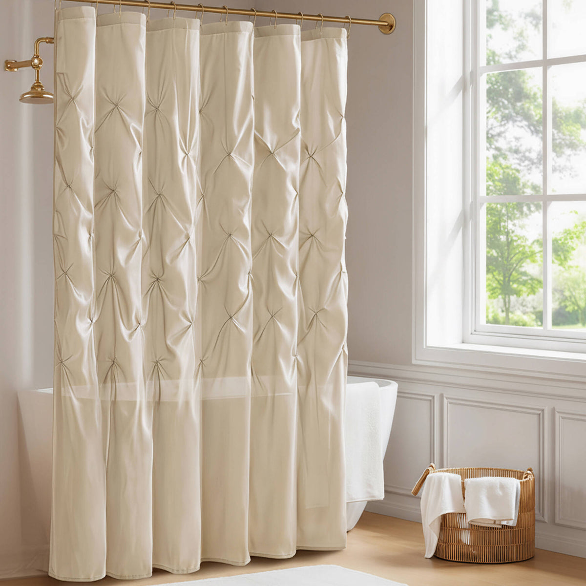 Laurel Tufted Semi-Sheer Shower Curtain - Ivory