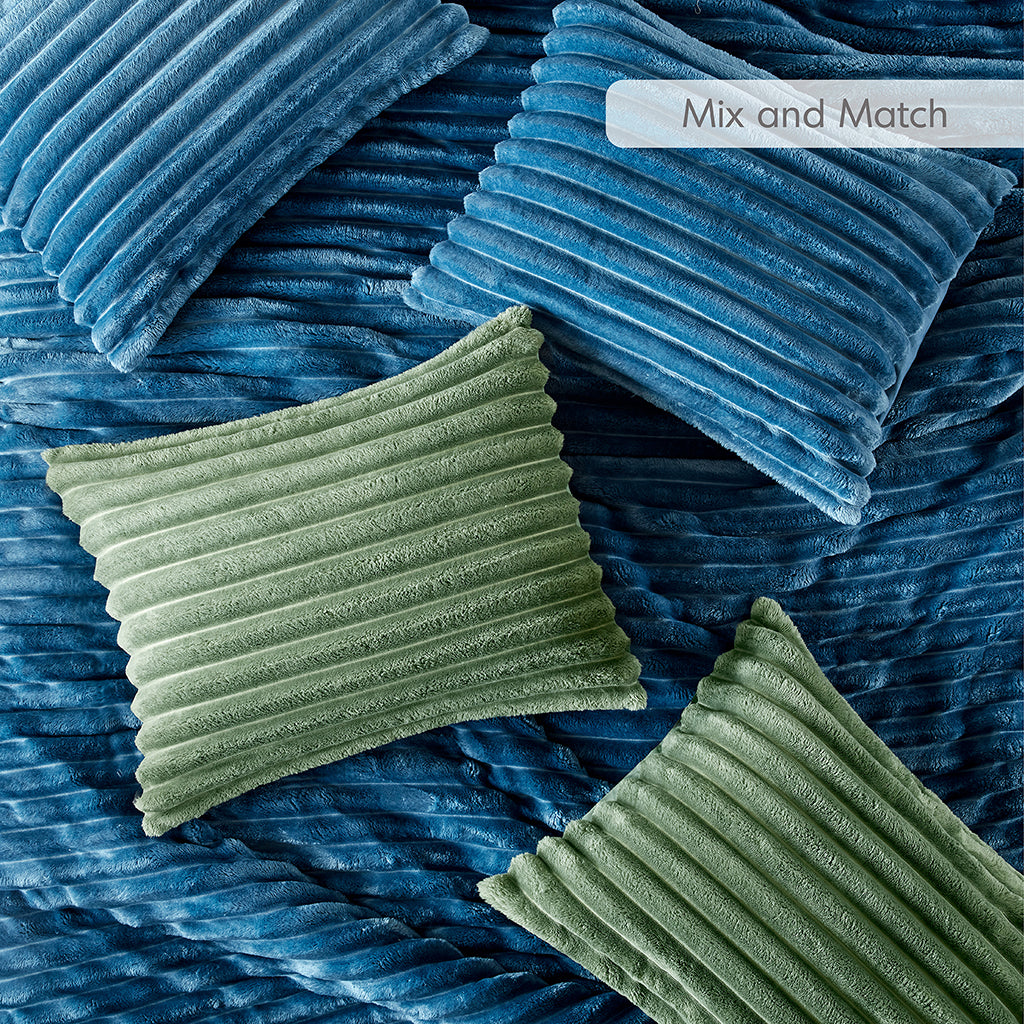 Avril Fluffy Ribbed Plush Comforter Set - Green