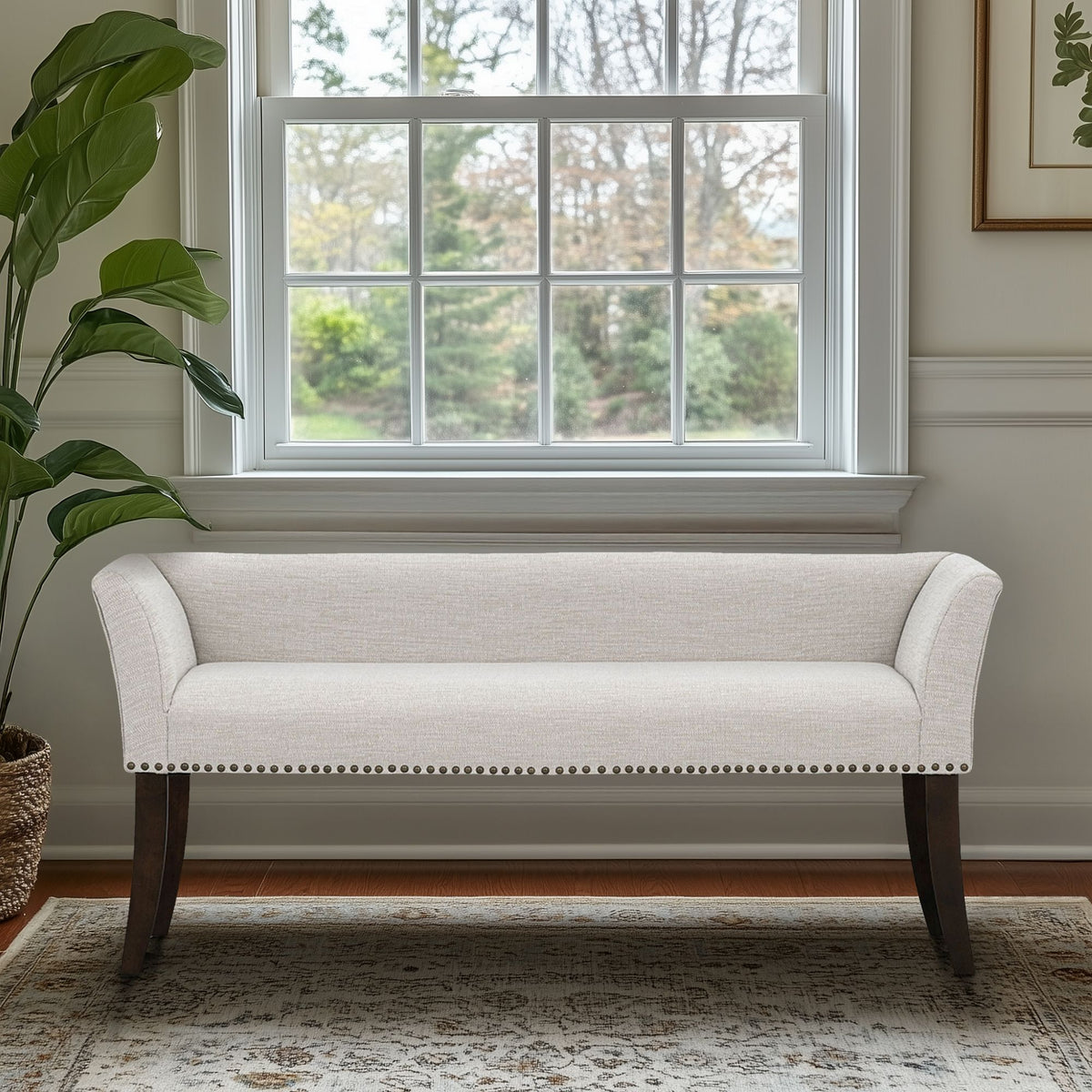 Welburn Upholstered Bench - Cream