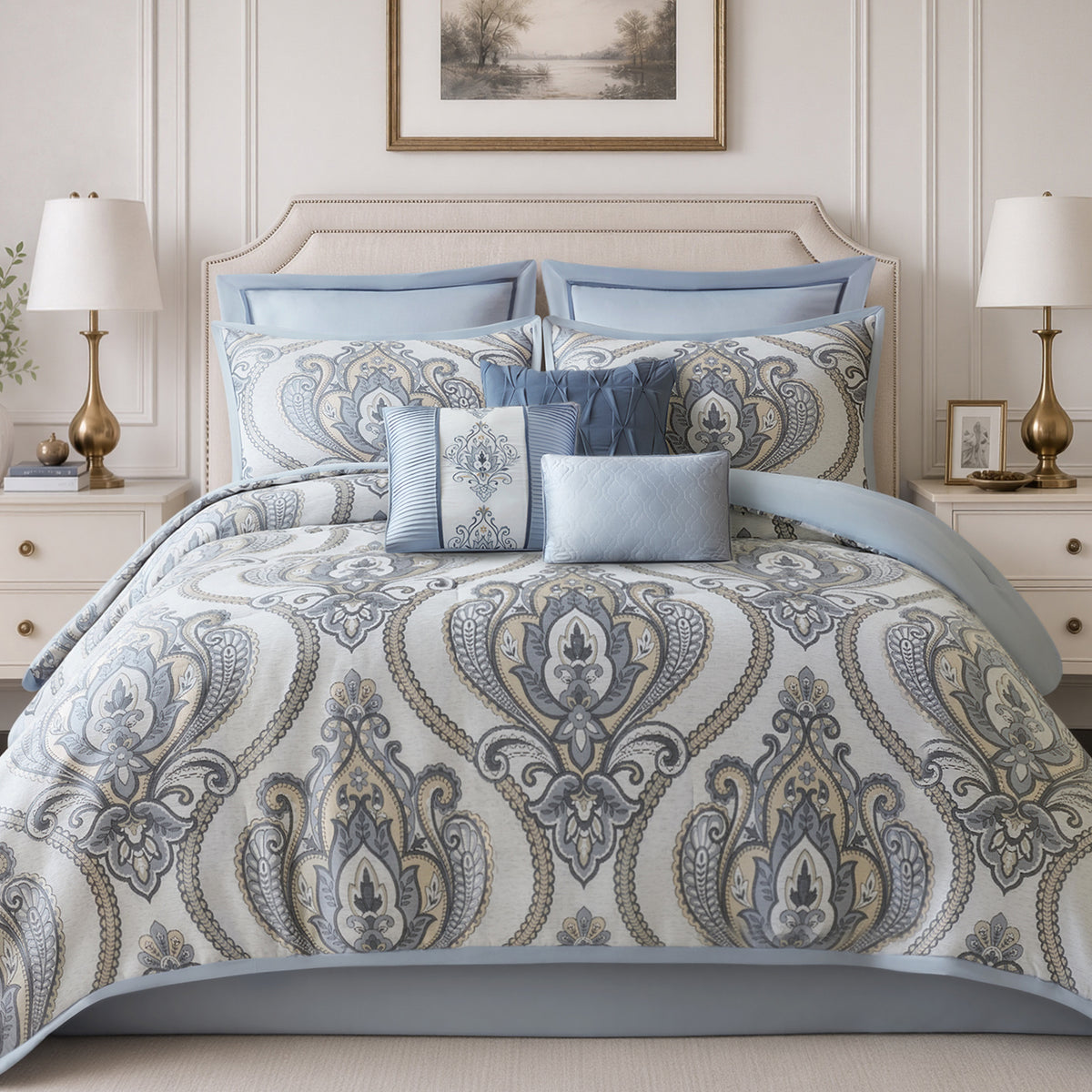 Aveline Bedding Collection-Pooled Stock - Blue