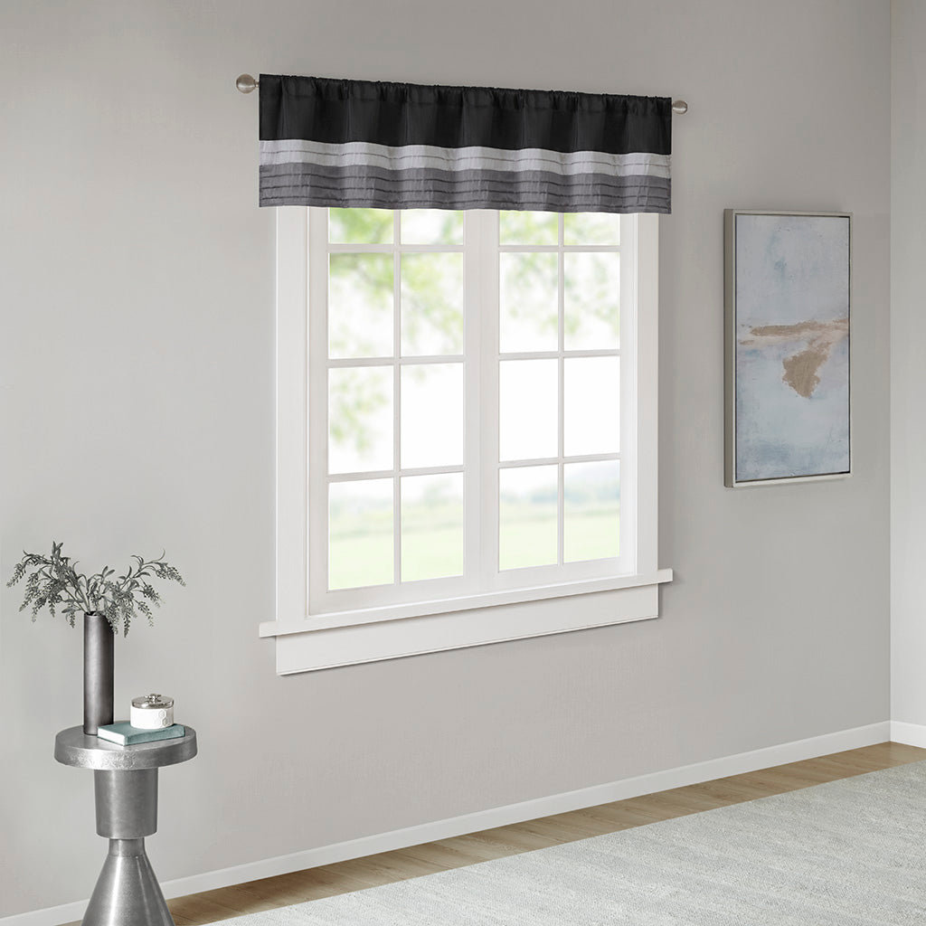 Amherst Polyoni Pintuck Window Valance - Black
