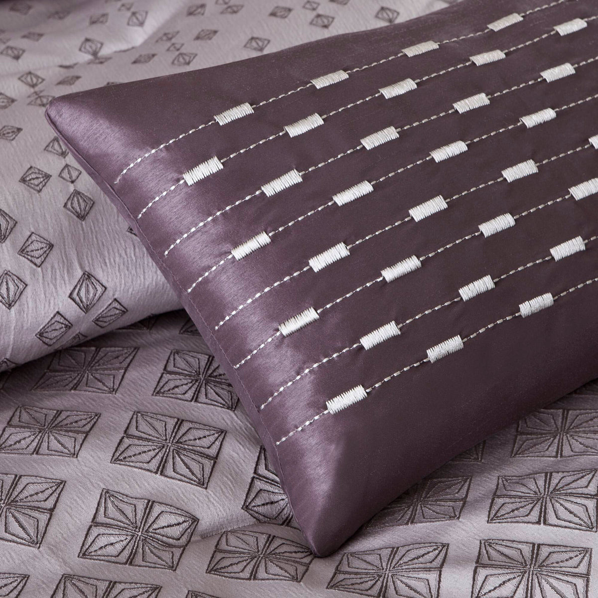 Biloxi 6 Piece Jaquard Duvet Cover Set - Purple