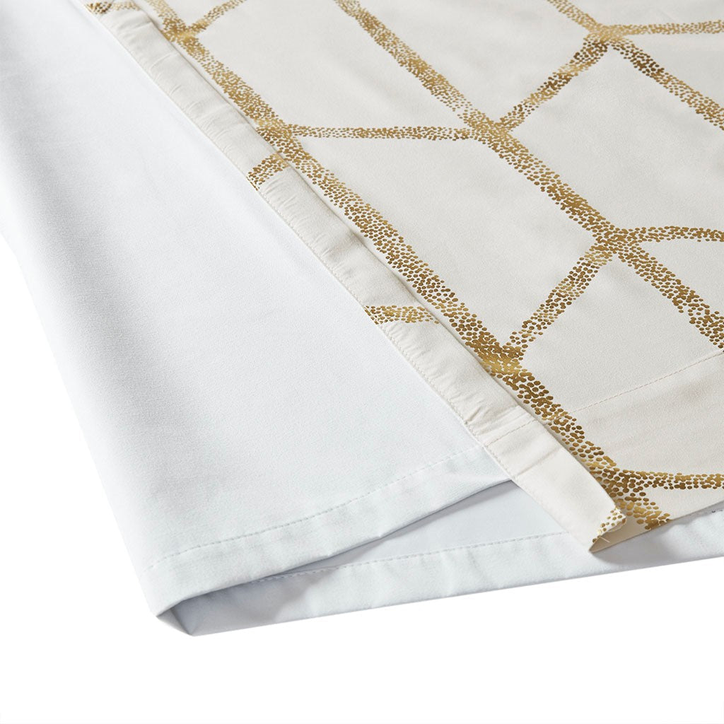 Raina Total Blackout Metallic Print Grommet Top Curtain