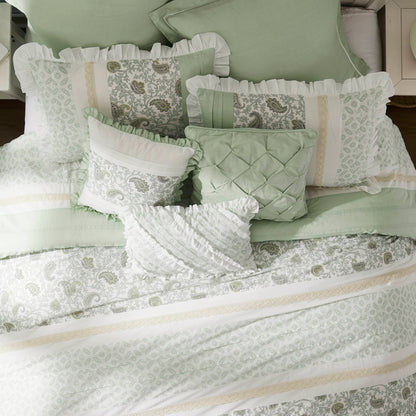 Dawn 9 Piece Cotton Percale Comforter Set - Sage Green