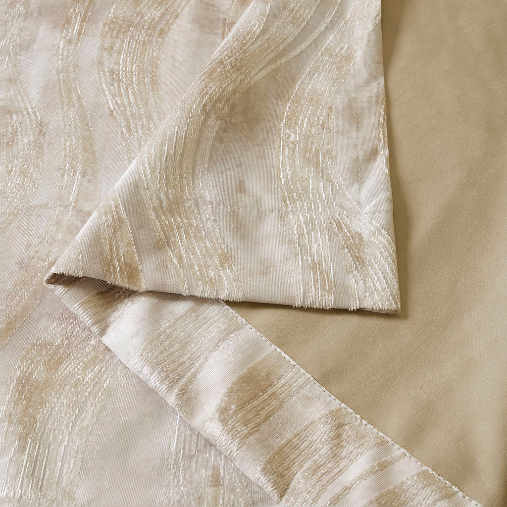 Victorio Printed Jacquard Grommet Top Total Blackout Curtain Panel - Ivory