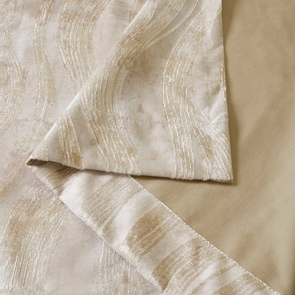 Victorio Printed Jacquard Grommet Top Total Blackout Curtain Panel - Ivory