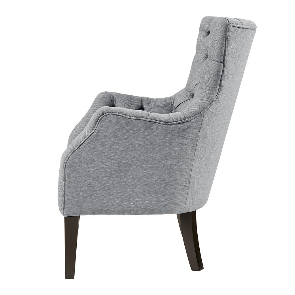Hannah Button Tufted Grey Wing Chair