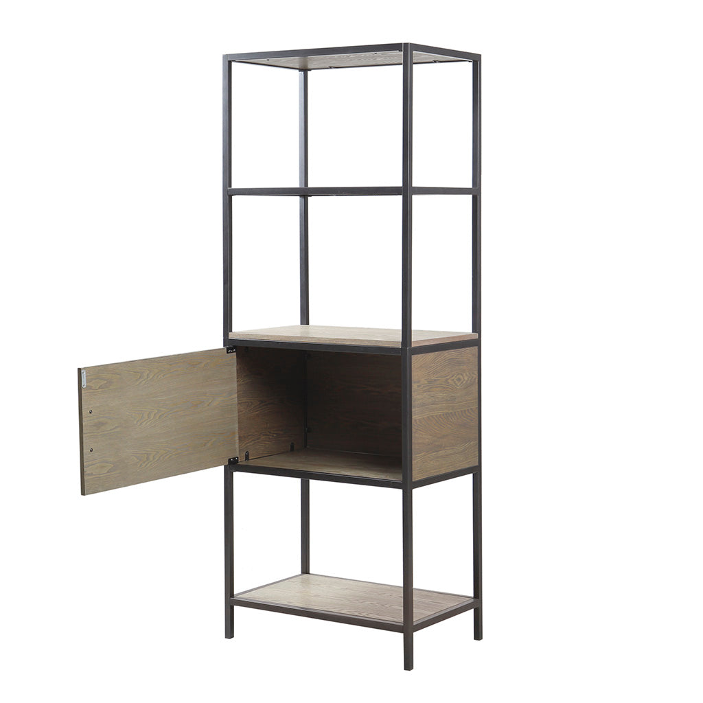 Darley 3-Shelf Bookcase with Storage Cabinet - Grey