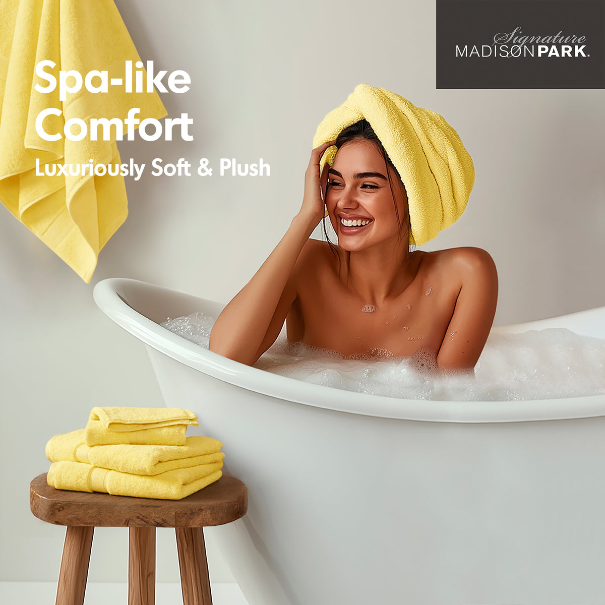 800GSM 100% Cotton 8 Piece Towel Set - Marigold Yellow