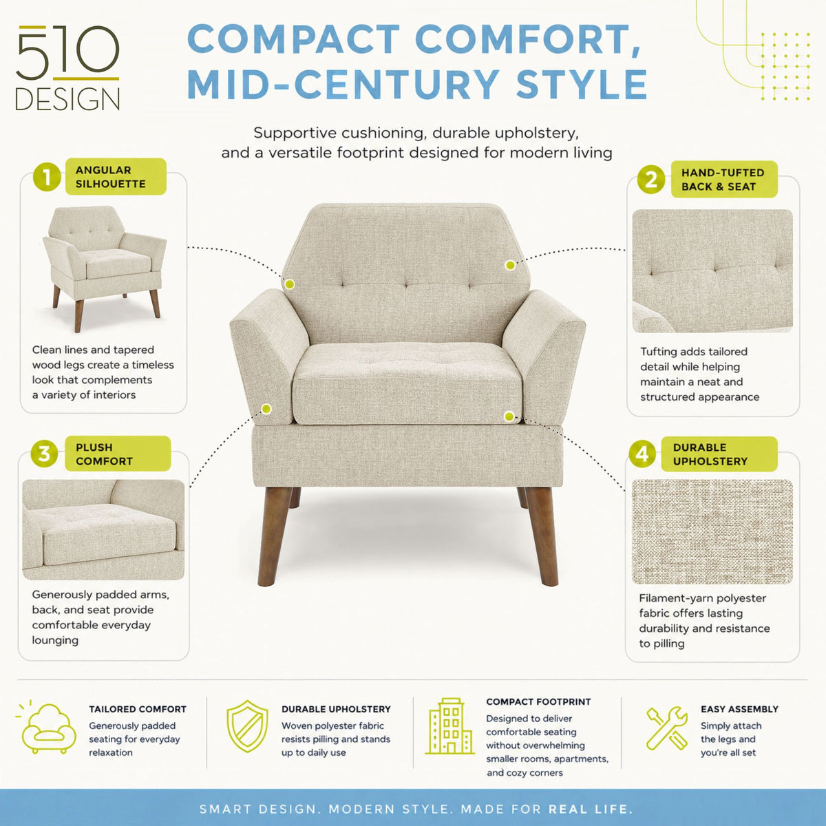 Newtin Mid-Century Modern Lounge Chair - Beige