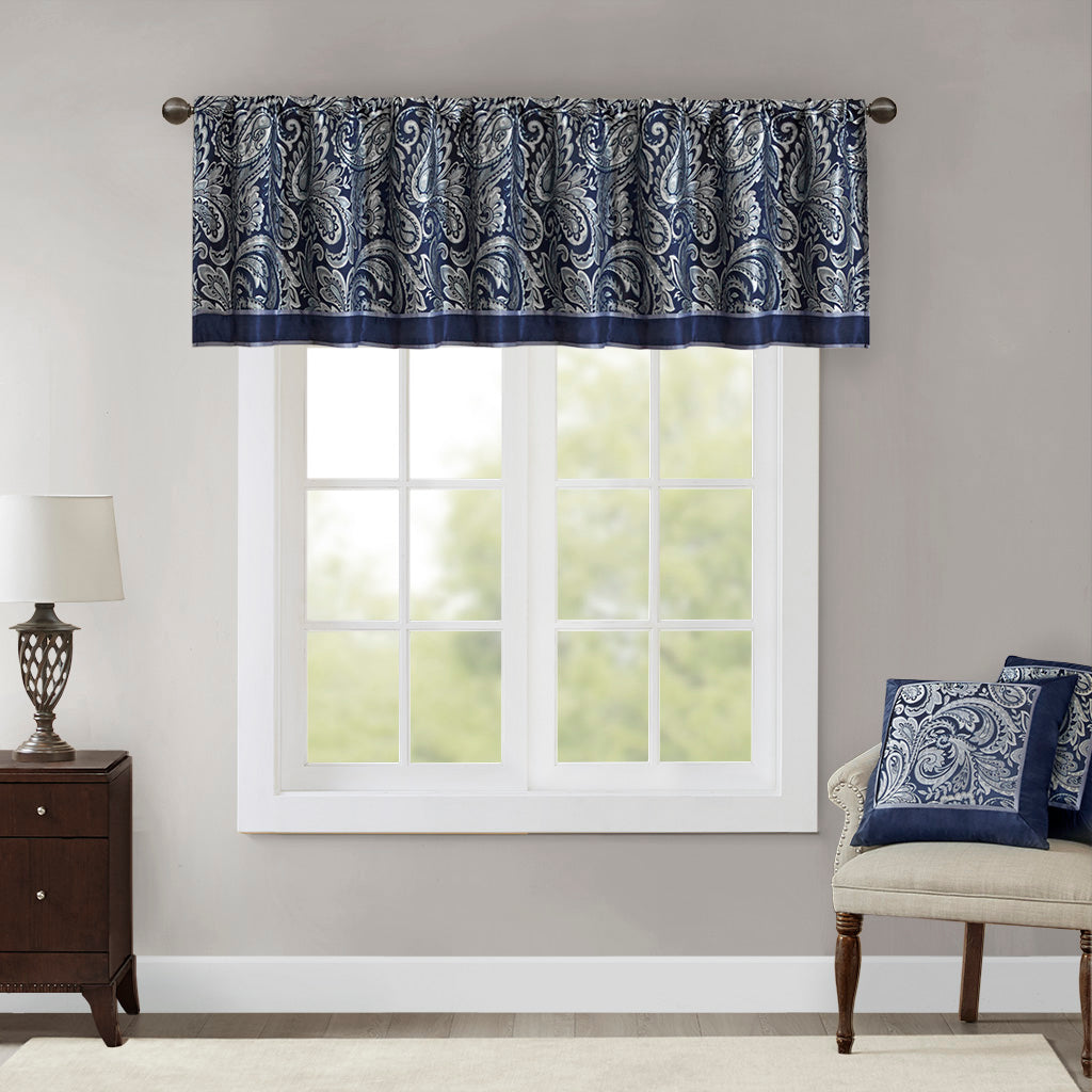 Aubrey Jacquard Window Valance - Navy