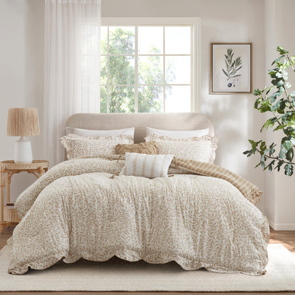 Darcy 5 Piece Print Comforter Set - Tan