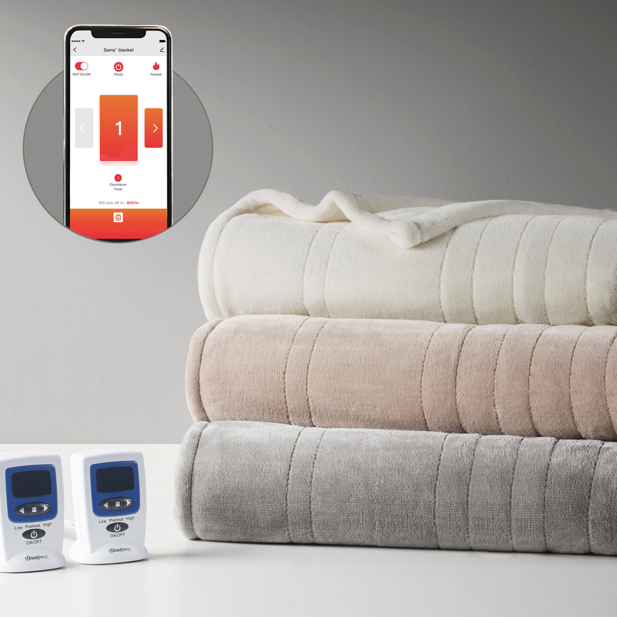 Microplush Heated Blanket with Wifi Technology - Taupe
