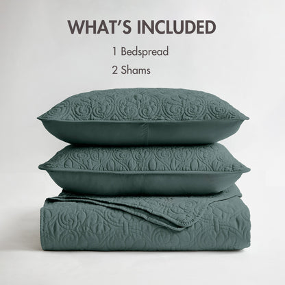 Quebec Reversible Bedspread Set - Balsam Green