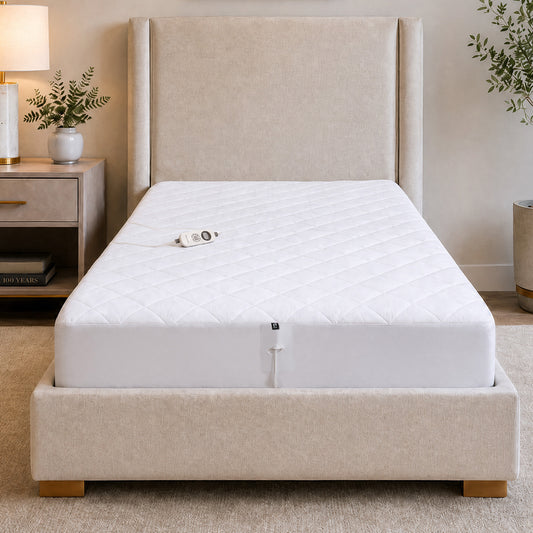 Microfiber Programmable Heated Mattress Pad - White