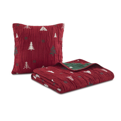 Winter 2 Pieces Throw Set - Red