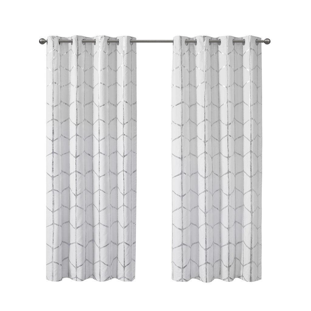 Raina Total Blackout Metallic Print Grommet Top Curtain