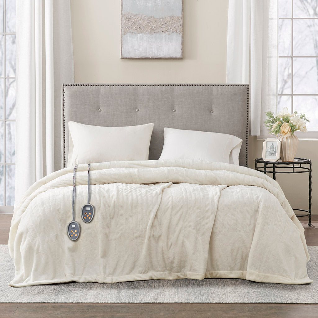 Plush Heated Blanket - Ivory