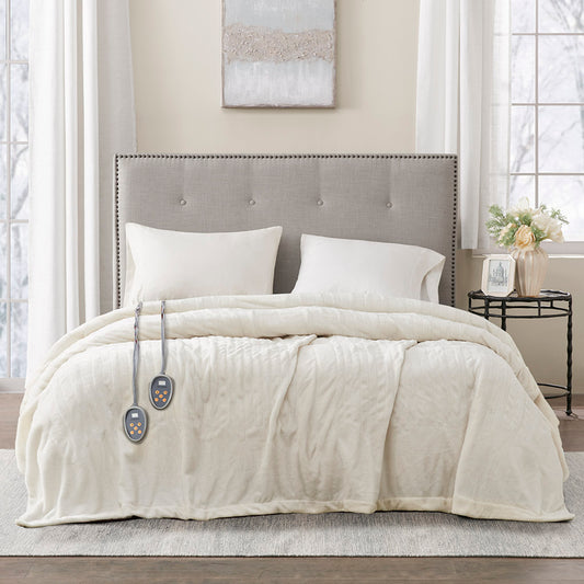Plush Heated Blanket - Ivory