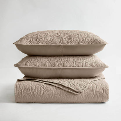 Quebec Reversible Quilt Set - Khaki