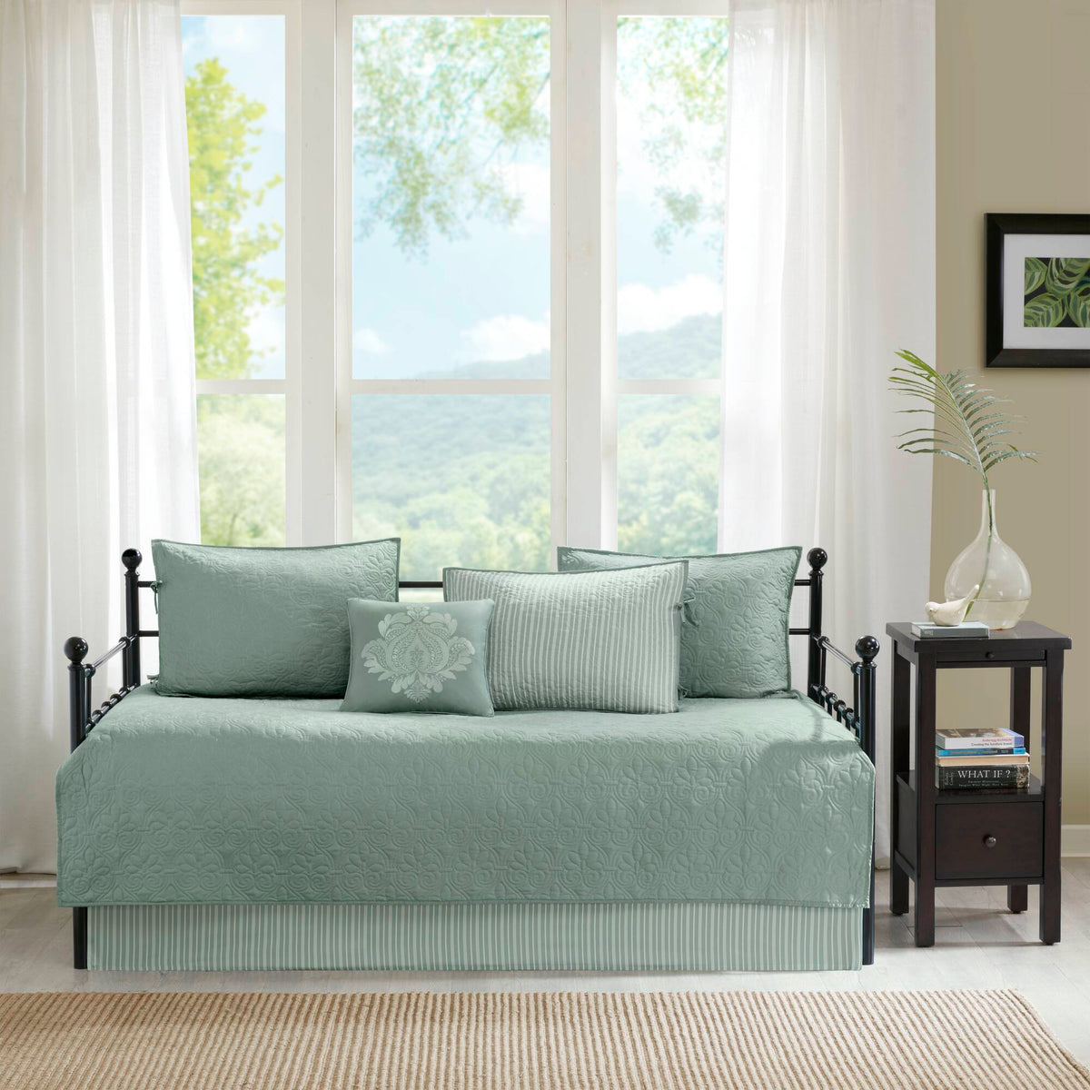 Quebec 6 Piece Reversible Daybed Cover Set - Seafoam