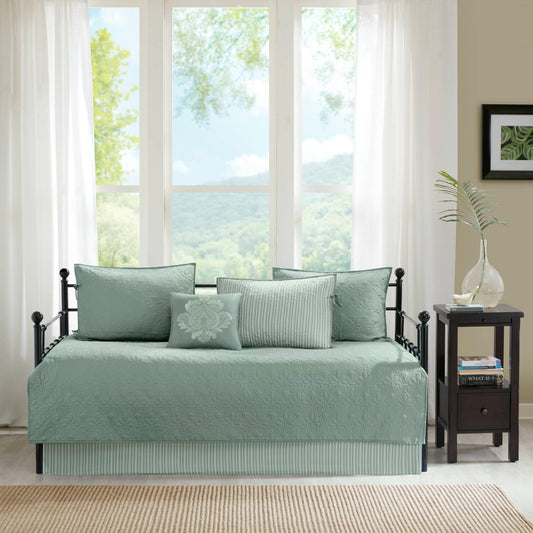 Quebec 6 Piece Reversible Daybed Cover Set - Seafoam