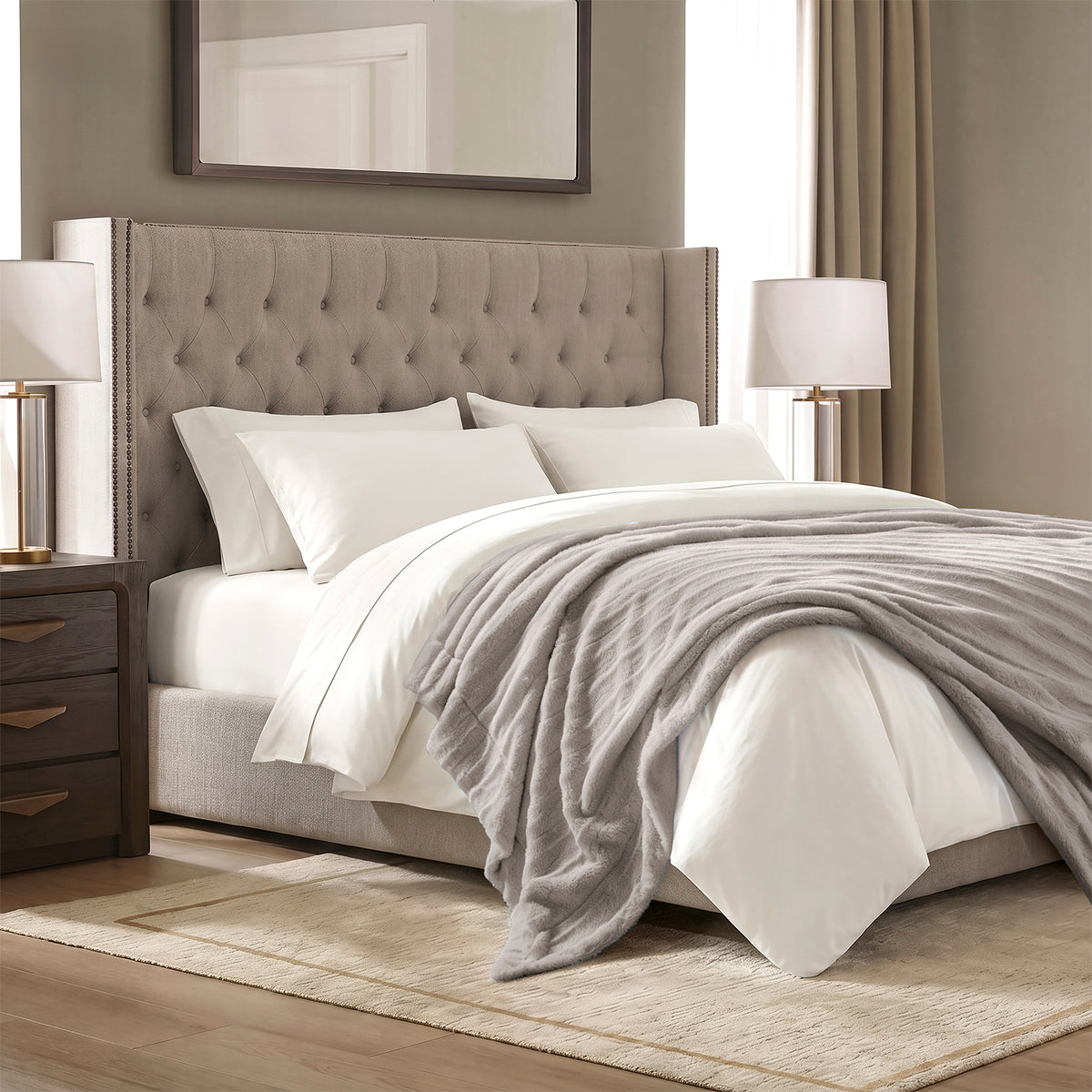 Duke Long Fur Throw - Grey