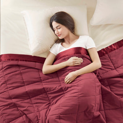 Windom Lightweight Down Alternative Blanket with Satin Trim - Burgundy