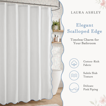 Petal Bloom Scalloped Shower Curtain - Blue